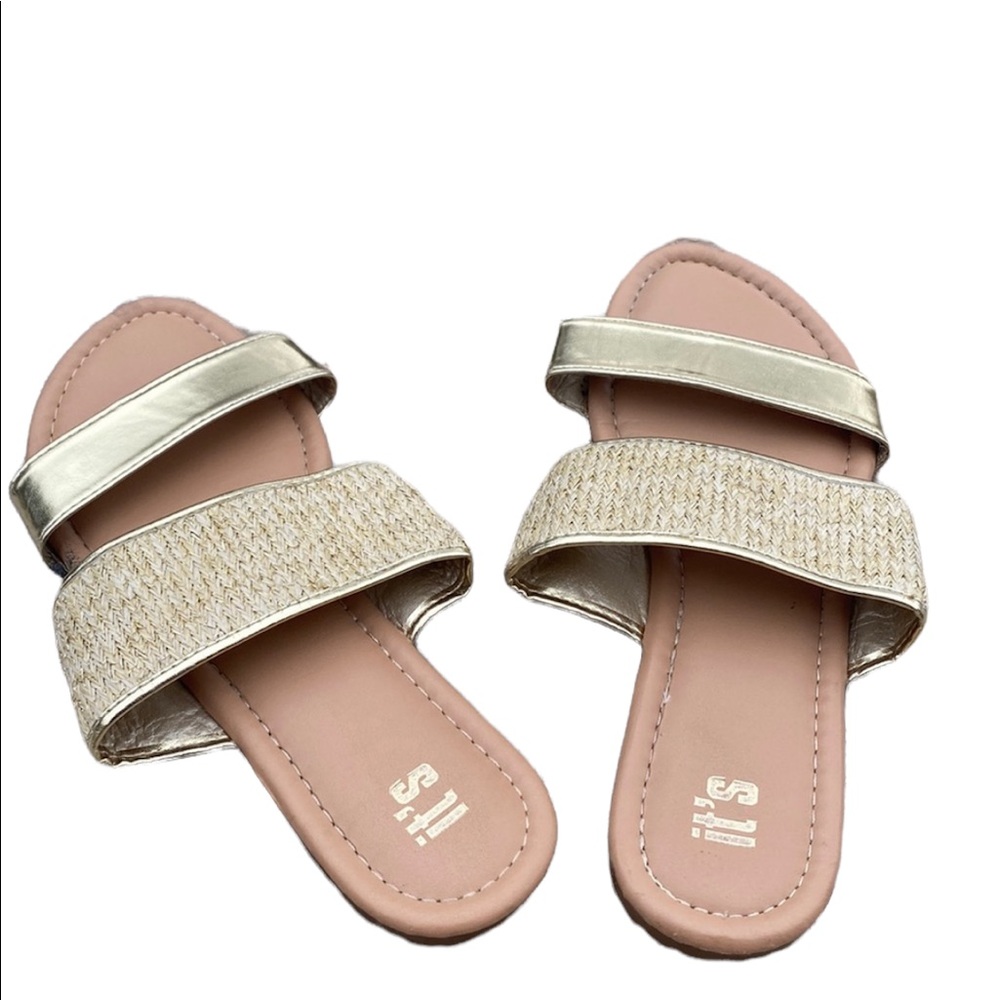 It’s Gold Two Strap Slip On Sandals